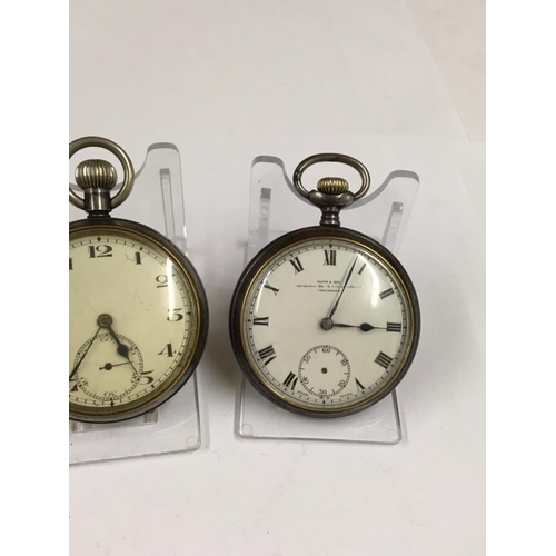 66 - 2x Antique Gun Metal Pocket Watches, including a Waite & Son Watchmakers to the Admiralty (2)