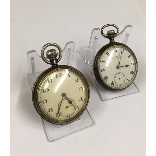 66 - 2x Antique Gun Metal Pocket Watches, including a Waite & Son Watchmakers to the Admiralty (2)