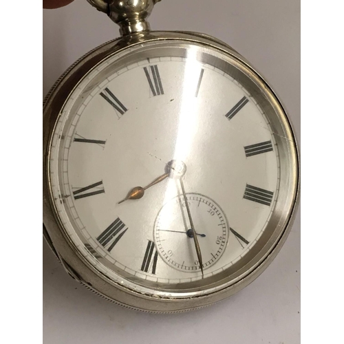 72 - Large Antique Silver cased Waltham Pocket Watch, weight 146.2g