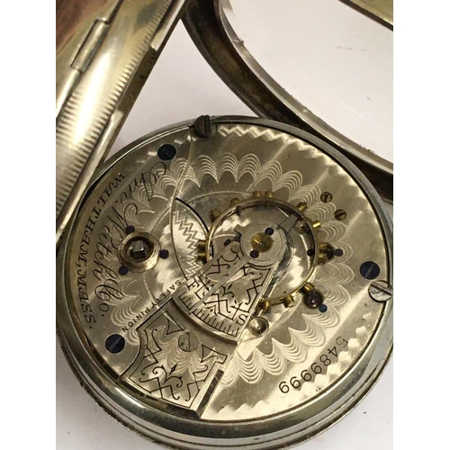 72 - Large Antique Silver cased Waltham Pocket Watch, weight 146.2g