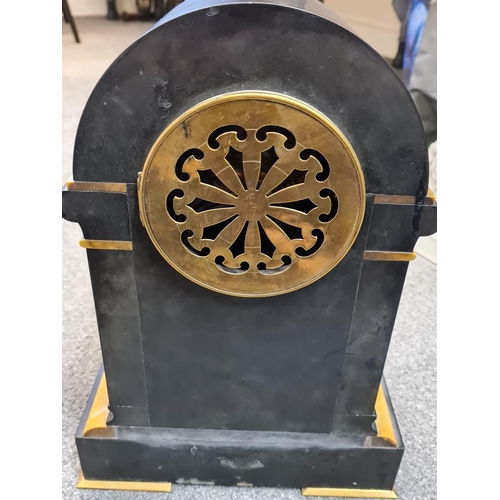 15 - French Empire style black stone gilded Clock, 24x35x15cm