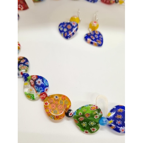 81 - A Vintage Venetian Millefiori Necklace (48cm long) and Earrings set in presentation box