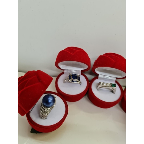 85 - Selection of 5 boxed Silver Rings with various gemstones, marked 925 (5)