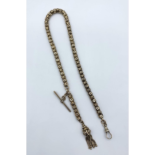 1 - 9ct Gold Victorian Watch Chain with Prince of Wales Tassle, 40cm long and 25g weight approx