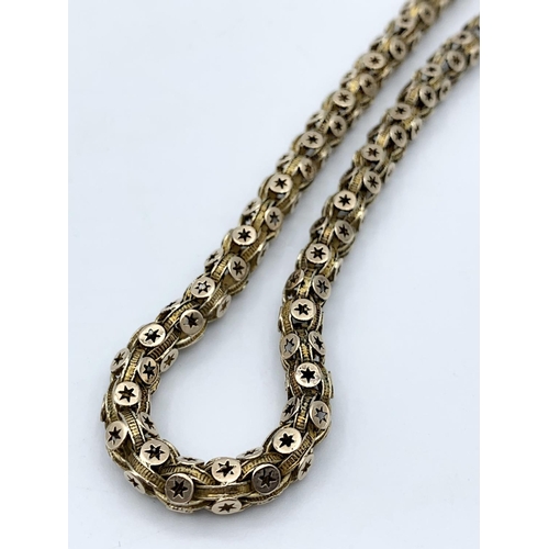 1 - 9ct Gold Victorian Watch Chain with Prince of Wales Tassle, 40cm long and 25g weight approx