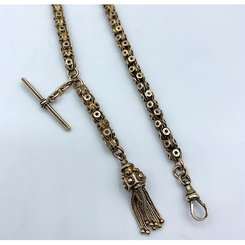 1 - 9ct Gold Victorian Watch Chain with Prince of Wales Tassle, 40cm long and 25g weight approx