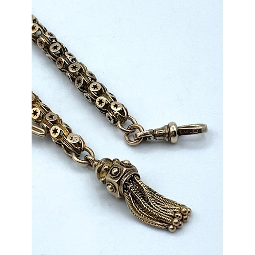 1 - 9ct Gold Victorian Watch Chain with Prince of Wales Tassle, 40cm long and 25g weight approx