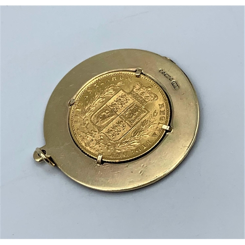 3 - 1877 Sovereign Coin  Pendant set in 9ct yellow Gold, weight 12.5g and 35mm diameter approx