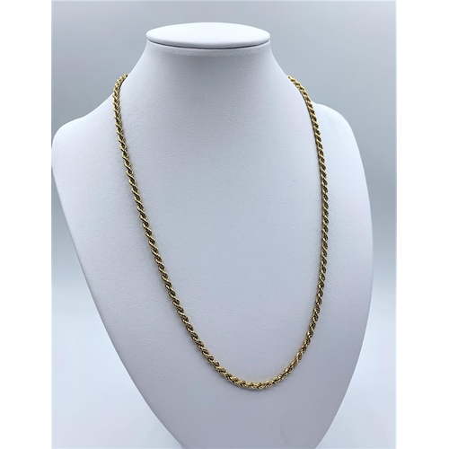 31 - 18ct Yellow Gold Rope Necklace, marked 750 Italy, weight 8g and 50cm long approx