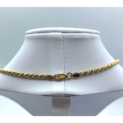 31 - 18ct Yellow Gold Rope Necklace, marked 750 Italy, weight 8g and 50cm long approx