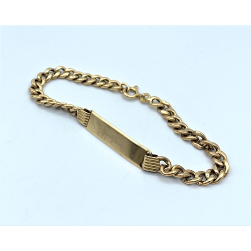 41 - 9CT Yellow Gold Link ID Bracelet, 19cm long and 7.1g weight