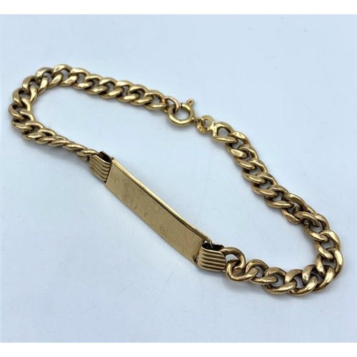 41 - 9CT Yellow Gold Link ID Bracelet, 19cm long and 7.1g weight