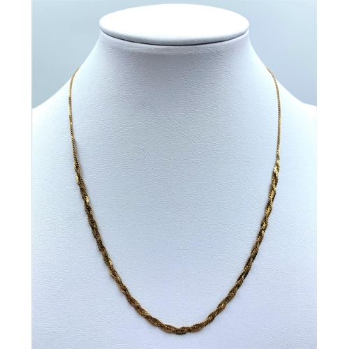 49 - 9CT Yellow Gold rope Necklace, 18cm long and weight 3g approx