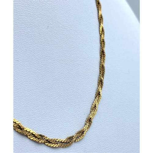 49 - 9CT Yellow Gold rope Necklace, 18cm long and weight 3g approx