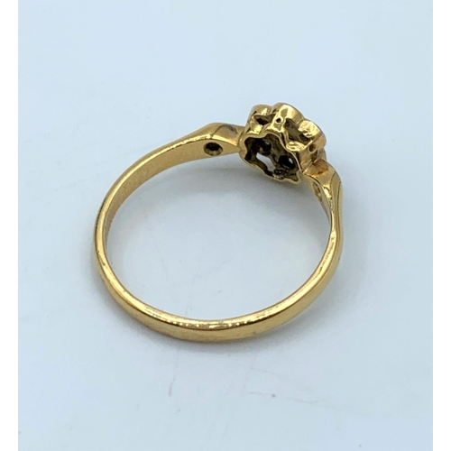 63 - Vintage Diamond Floral Ring set in Platinum and 18CT yellow Gold, size M and weight 2.35g approx