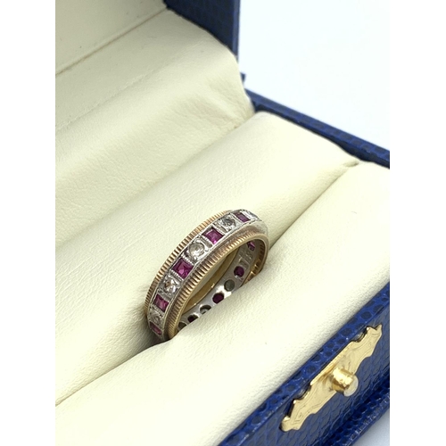 90 - 9CT Yellow and White Gold Eternity Ring, size K and weight 3.75g