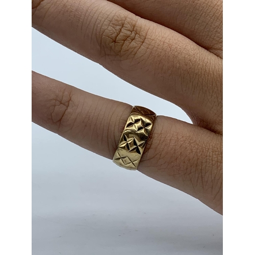 96 - 9CT Yellow Gold Band, size H and weight 3g approx