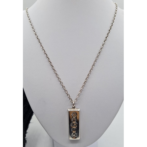 202 - 1977 Sheffield Silver Ingot on 58cm long Silver Chain, total weight 40.6g approx