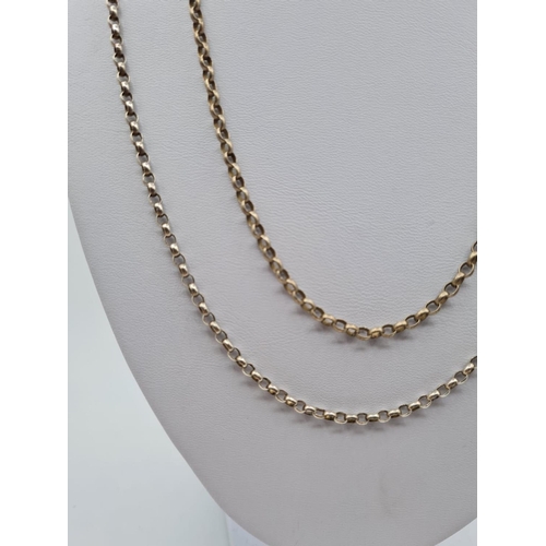 206 - 2x Silver Belcher Necklaces, 70cm long and 46cm long with total weight 19.3g approx