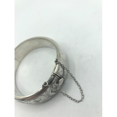 196 - 2x Vintage Silver Bangle with full Hallmarks inside bands, total weight 56.37g and 6-7cm diameter ap... 