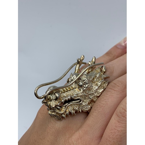 221 - Selection of Vintage Silver Rings to include a large Chinese Dragon Silver Ring (weight 44g) and 8x ... 