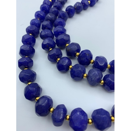 225 - A 3 row Lapis Lazuli Necklace with faceted Lapis Lazuli beads and gold plated spacer Beads and clasp... 