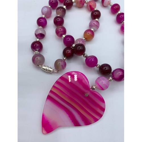 227 - Red Agate Necklace, Bracelet and Earrings set (Agate colour enhanced), weight 112g