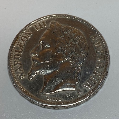 311 - Napoleon III Silver 5 Franc Coin 1867, Fine condition to both sides and clear words to milled rim, s... 