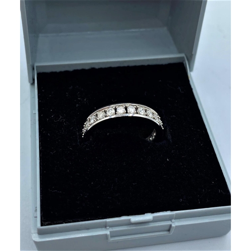 315 - 18CT WHITE GOLD DIAMOND FULL BAND/ETERNITY  RING, SIZE I,  WEIGHT 3.1G AND 0.50CT APPROX DIAMONDS