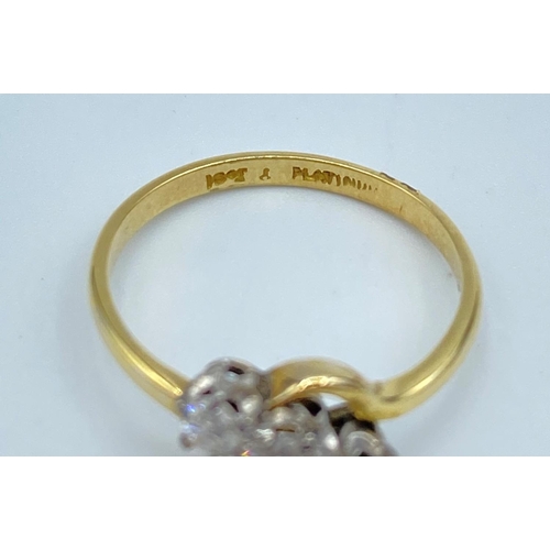 342 - 18CT Gold Diamond trilogy twist Ring, weight 2.2G  0.35CT Diamond approx, size L1/2