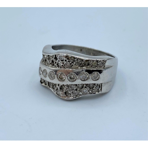 343 - 9CT WHITE GOLD DIAMOND SET RING, WEIGHT 7.5G AND APPROX 0.40CT DIAMONDS, SIZE N