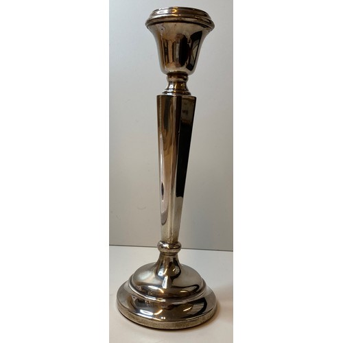 345 - Vintage Silver Tapered Candlestick, having a Clear Hallmark for Birmingham Silver, 21.5cm tall