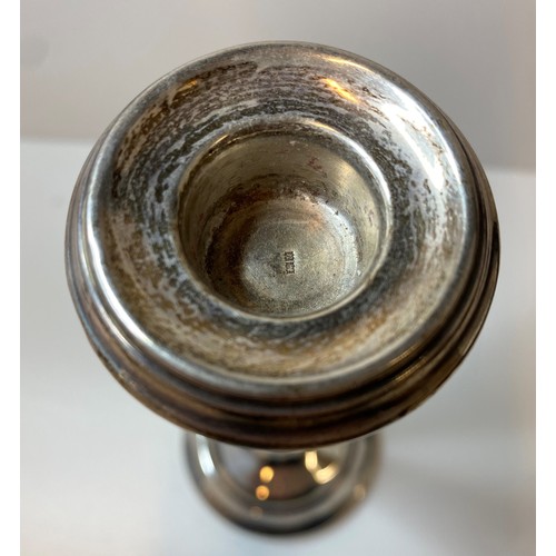 345 - Vintage Silver Tapered Candlestick, having a Clear Hallmark for Birmingham Silver, 21.5cm tall