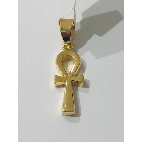 362 - 18ct yellow Gold key of life Pendant, 3cm long with bail and weight 4.7g (ECN551)