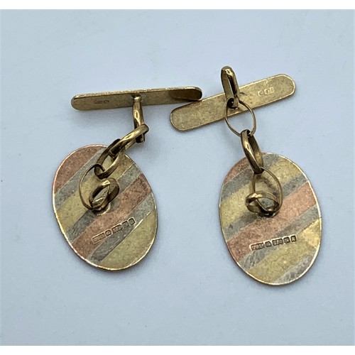 106 - Pair of 9CT 3 coloured Gold Cufflinks, weight 2g