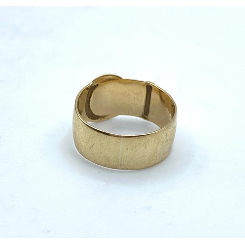 116 - 9CT Yellow Gold Belt design Ring, size N and weight 4g approx