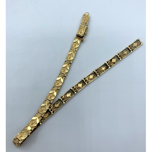 130 - Vintage 14K Yellow Gold Floral Bracelet, weight 9g and 19cm long approx