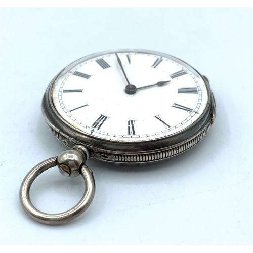 126 - Antique Baume Half Hunter Silver key wind Pocket Watch, gross weight 38.2g and 35mm diameter case