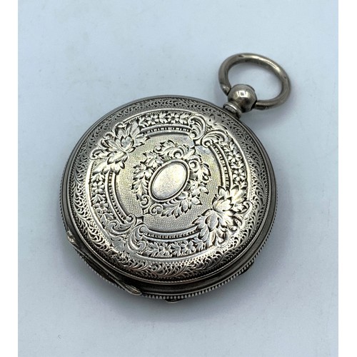 126 - Antique Baume Half Hunter Silver key wind Pocket Watch, gross weight 38.2g and 35mm diameter case