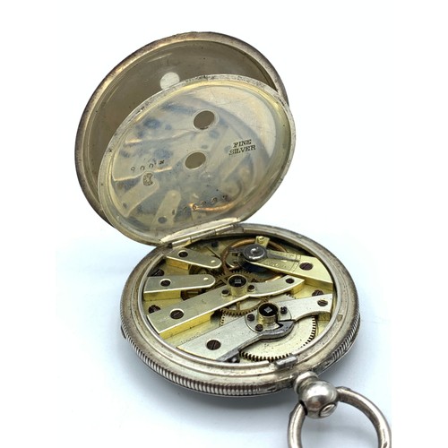 126 - Antique Baume Half Hunter Silver key wind Pocket Watch, gross weight 38.2g and 35mm diameter case