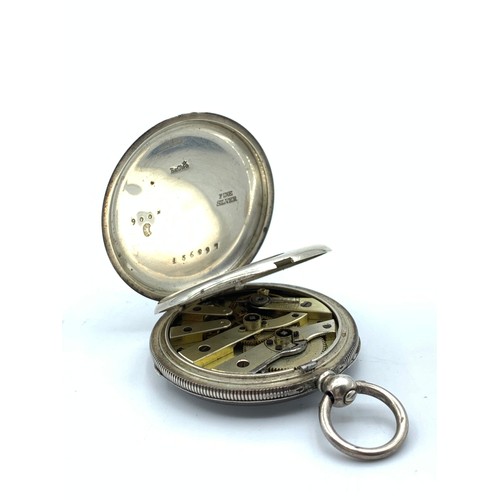 126 - Antique Baume Half Hunter Silver key wind Pocket Watch, gross weight 38.2g and 35mm diameter case