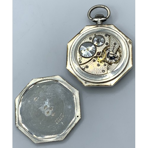 142 - Vintage Octagonal Silver Pocket Watch, working order