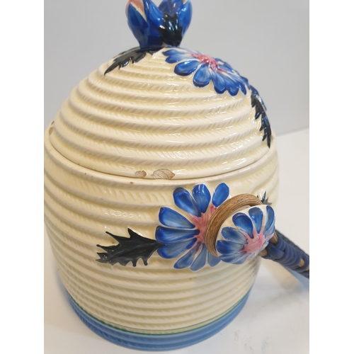 183 - Clarice Cliff 'Bizarre' pot + lid (AF), 11X16cm