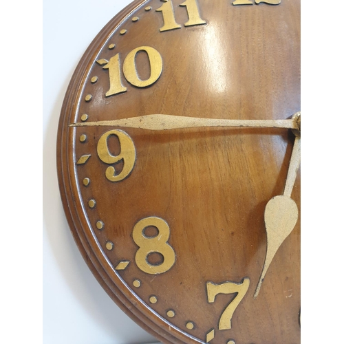 193 - Open faced Wooden Wall Clock, 34cm diameter