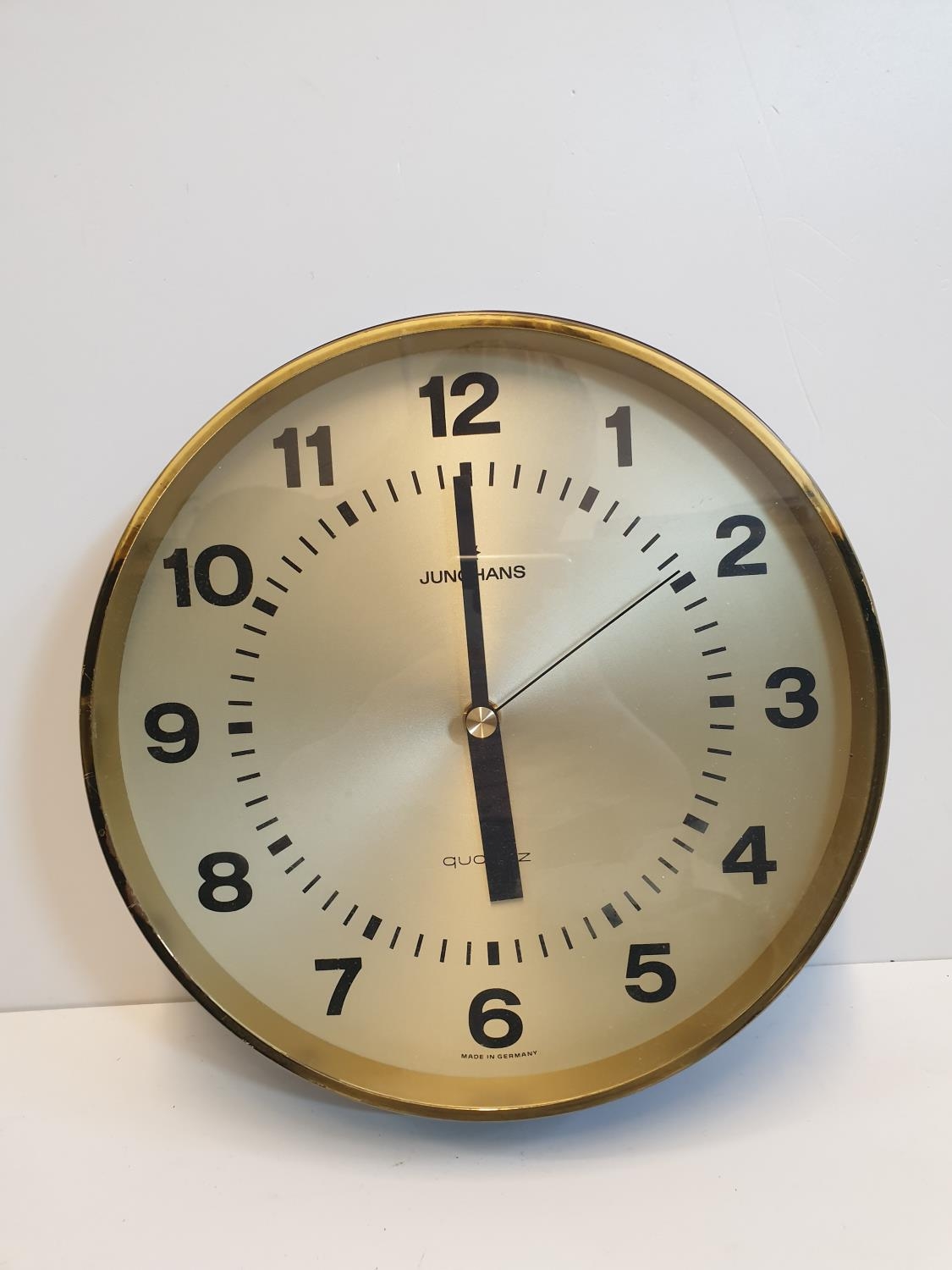 Vintage 1984 brass cased Junghans Quartz Wall Clock model no. 367