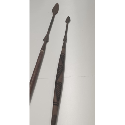 197 - 2 x African twisted steel (Zulu?) Spears (2)