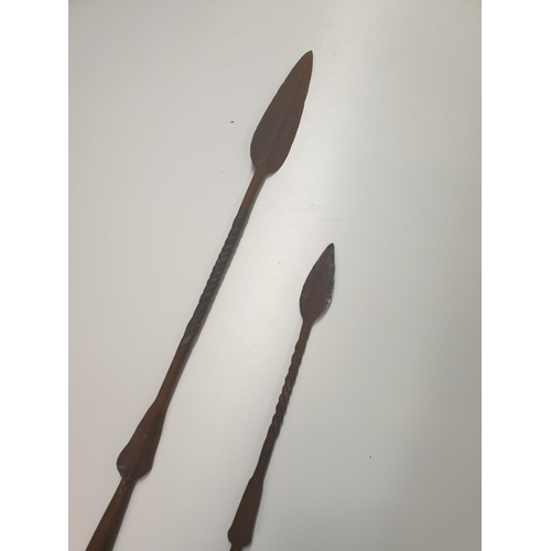 197 - 2 x African twisted steel (Zulu?) Spears (2)