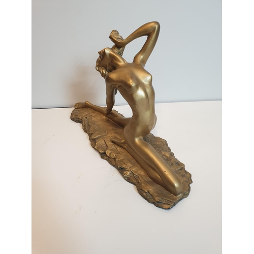 219 - Art Deco Golden Isadora Duncan Statue, 22x33cm