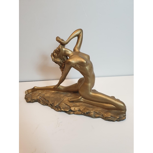 219 - Art Deco Golden Isadora Duncan Statue, 22x33cm