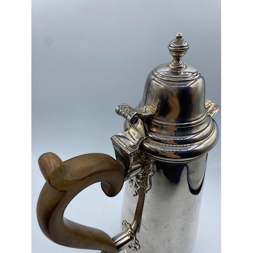 32 - Tankard Style Silver Coffee Pot made in London 1968, weight 847g and 28cm tall